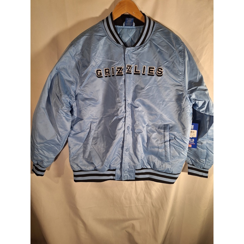 Ultra Game NBA Memphis Grizzlies Satin Varsity Jacket Blue VOMG504F Mens Large